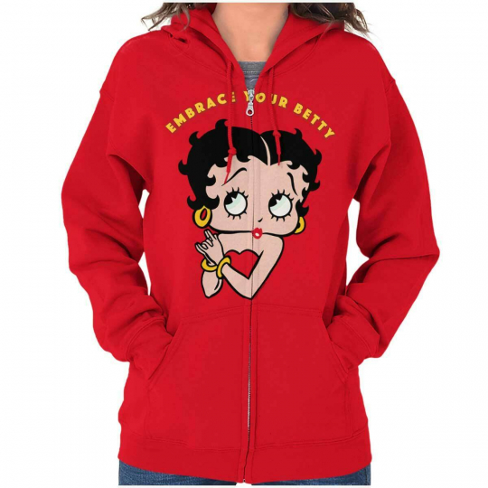 Classic Original Betty Boop Vintage Cartoon Women Zip Hoodie Jacket Sweatshirt