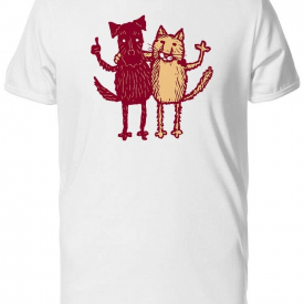 Color Sketch Dog And Cat Men’s Tee -Image by Shutterstock