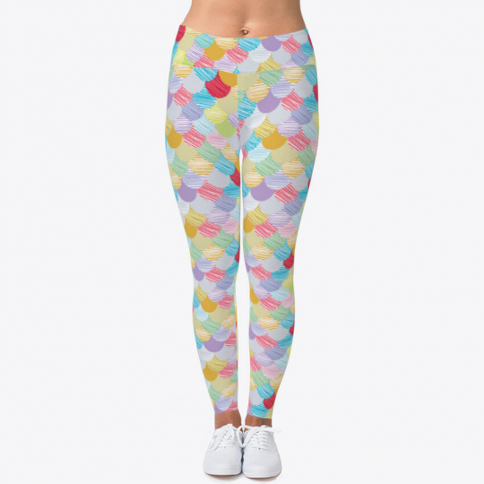 Colorful Retro Wave Abstract Women's Print Fitness Stretch *Leggings* Yoga Pants