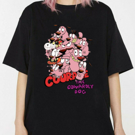 Courage the Cowardly Dog SHIRT, Cowardly cartoon black shirt, Size S-5XL