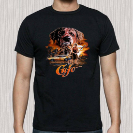 Cujo Retro Horror Movie Poster Logo Men’s Black T-Shirt Size S to 3XL