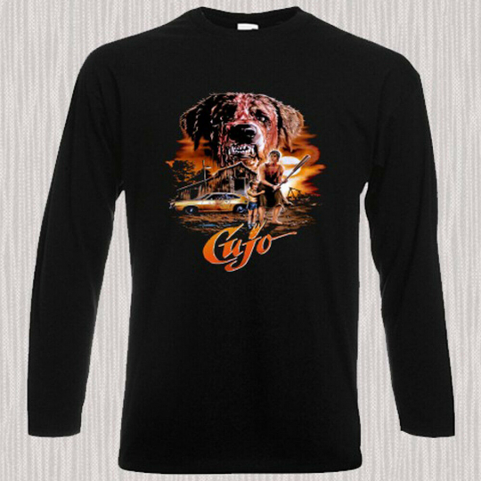 Cujo Retro Horror Movie Poster Men's Long Sleeve Black T-Shirt Size S to 3XL
