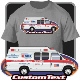 Custom Art T-Shirt 1992-2014 Econoline Ambulance Rescue not affiliated with Ford
