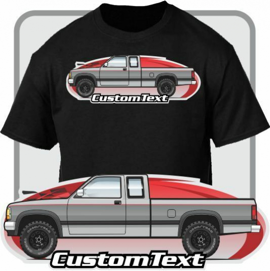Custom Art T-Shirt 90 91 92 93 94 95 96 Dodge Dakota Club Cab Sport pickup truck