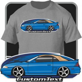 Custom Art T-Shirt 95-98 Rag Top Up Convertible Mustang GT not affiliated w Ford
