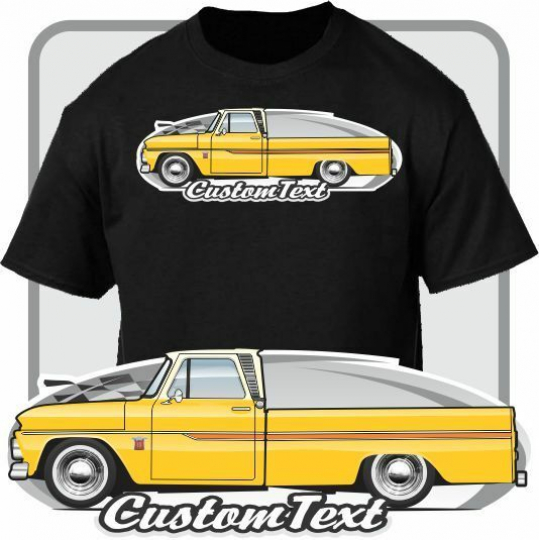 Custom Art T-Shirt for 1964 65 66 GMC Chevy C-10 Long Bed Chevrolet pickup Truck