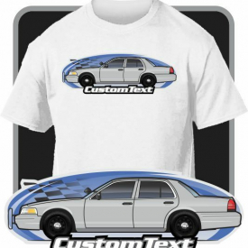 Custom Car Art T-shirt Crown Victoria Police Interceptor not affiliated w/ Ford