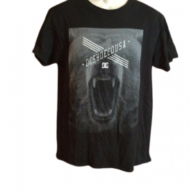 DC Men’s Shirt Size Medium black white bear animal print short sleeve skateboard