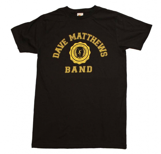Dave Matthews Band Collegiate Logo Rock Music Men's Black Cotton T-Shirt