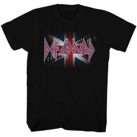 Def Leppard 80s Heavy Hair Metal Band Rock n Roll British Flag Adult T-Shirt Tee