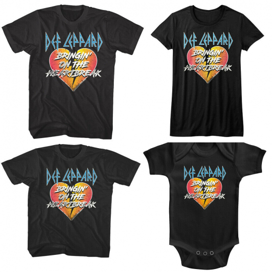 Def Leppard Bringin on The Heartbreak Family T Shirt Set Rock Band Album Adult