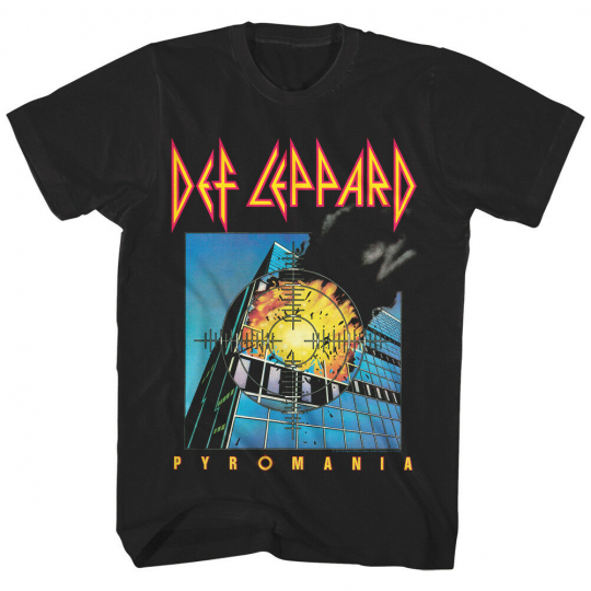 Def Leppard Pyromania Album Cover Men's T Shirt Explosion Rock Band Tour Merch