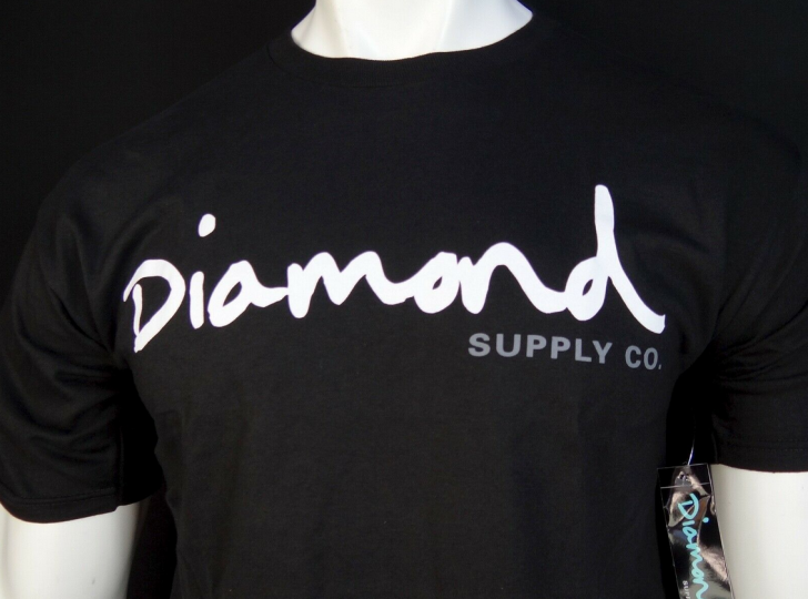 Diamond Supply Co Mens S/S T-Shirt OG SCRIPT Skate Board BLACK Streetwear XL $30