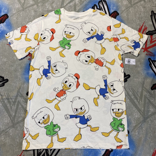 Disney Parks Duck Tales Huey Dewey Louie All Over Print T-Shirt Men's S