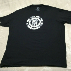 ELEMENT Skateboard T-Shirt Black Short Sleeve White Logo Men’s Size XL