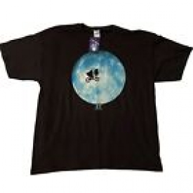 ET The Extra-Terrestrial T-Shirt – Black Size XL   Short Sleeve – Bicycle & Moon