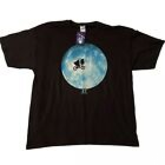 ET The Extra-Terrestrial T-Shirt - Black Size XL   Short Sleeve - Bicycle & Moon