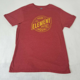 Element Men’s Red Short Sleeve Custom Fit Logo Skateboard T-Shirt Size Large