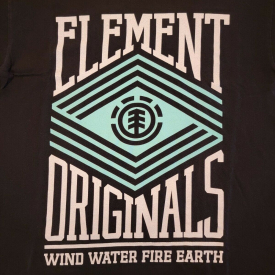 Element Skateboard T-Shirt Men’s Medium Wind Water Fire Earth Black NICE!