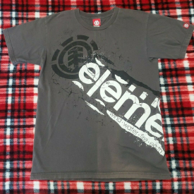 Element Skateboard Tee Shirt Vintage Made In USA Faded Patina All Over Graphic