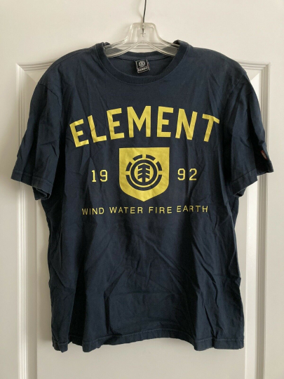 Element Skateboarding Earth Wind Water Fire 1992 T-Shirt Navy Blue Men’s Large