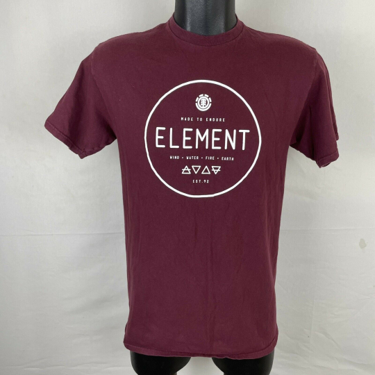Element Skateboarding T-Shirt Mens Size Medium Maroon Wind Water Fire Earth