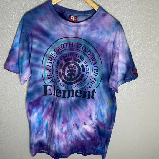 Element Skateboards Custom Re Worked tie-dye t Shirt Purple Blue Green Size L
