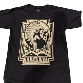 Element Skateboards T-Shirt*NATIVE AMERICAN CHIEF – WOLF. Size Small
