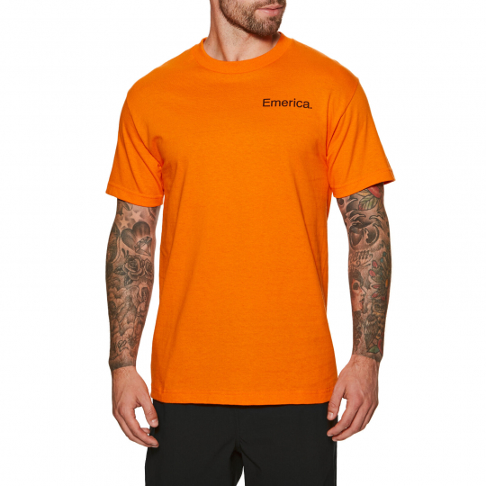 Emerica Pure Logo Mens T-shirt - Orange Black All Sizes