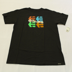 Etnies Men’s Logo Print Graphic Short Sleeve T-Shirt LH2 Black Multicolor Medium