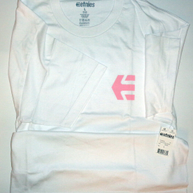 Etnies Men’s Scripty Logo Short Sleeve T-Shirt White Size Large