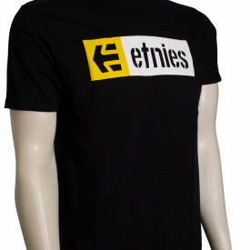 Etnies New Box T-Shirt – Black / White / Yellow – New