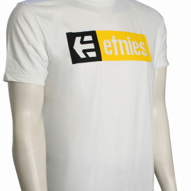 Etnies New Box T-Shirt – White / Black / Yellow – New