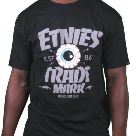Etnies Skateboarding Mens Black Trademark Ride or Die T-Shirt Small NWT