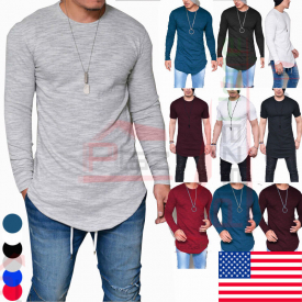 Fashion Men’s Slim Fit O Neck Long Sleeve Muscle Tee T-shirt Casual Tops Blouse