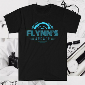 Flynn’s Arcade Logo Tron Men’s Black T-Shirt Size S to 5XL