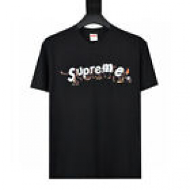 For Supreme Loose Casual T-shirt Men Cartoon 3D Logo Short Sleeve T-shirts Tee