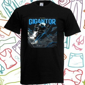 GIGANTOR Classic 60’s Japanese Cartoon Men’s Black T-Shirt Size S to 3XL