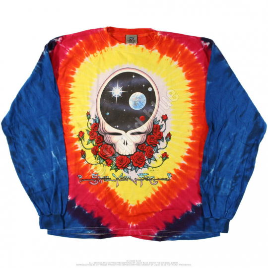 GRATEFUL DEAD-SPACE YOUR FACE-SYF-TIE DYE LONG SLEEVE-2 SIDED TSHIRT M-L-XL-XXL