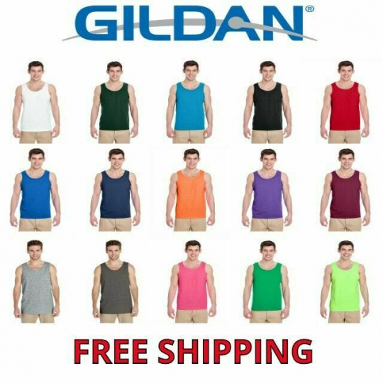 Gildan Men's Heavy 100% Cotton Tank Top Plain Tee Muscle Gym Sleeveless 5200
