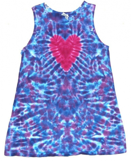 Girl's Tie Dye Dress Heart tank top sizes 2T-12 grateful dead hippie love art