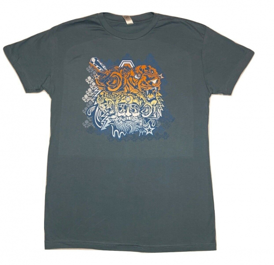 Grateful Dead Jerry Garcia Tiger Faces on a Navy T Shirt  S-2XL