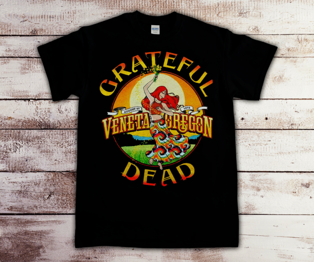 Grateful Dead Oregon Veneta Concert Tour Cotton Black Men All Size T-Shirt S-6XL
