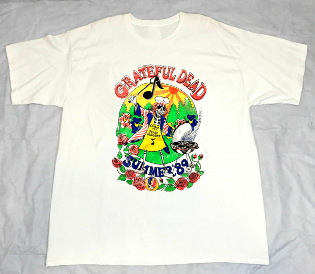 Grateful Dead Rare Summer ‘89 Cotton White T-Shirt Men's Size S-6XL FREESHIPPING