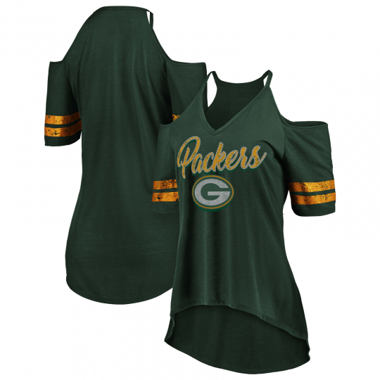 Green Bay Packers Gameday Women's Cold Shoulder  Sizzle Tee