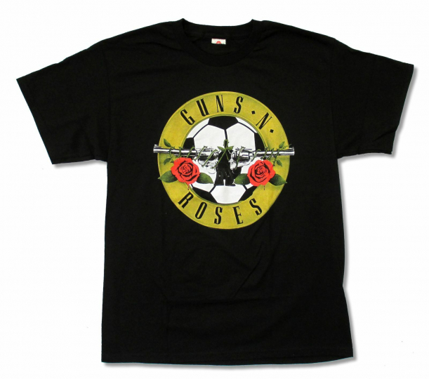 Guns N Roses Bullet Logo Soccer Ball Black T Shirt New Official Band Merch
