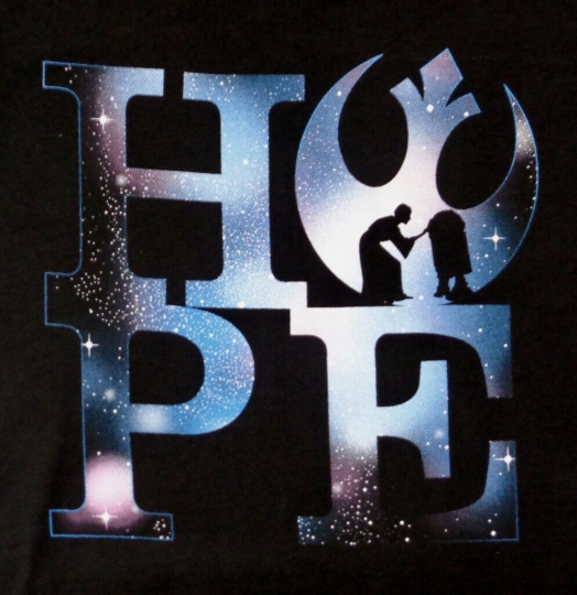 “HOPE” Star Wars Mashup T Shirt  R2-D2 Princess Leia LOVE RIPT New Sm Med 2XL 
