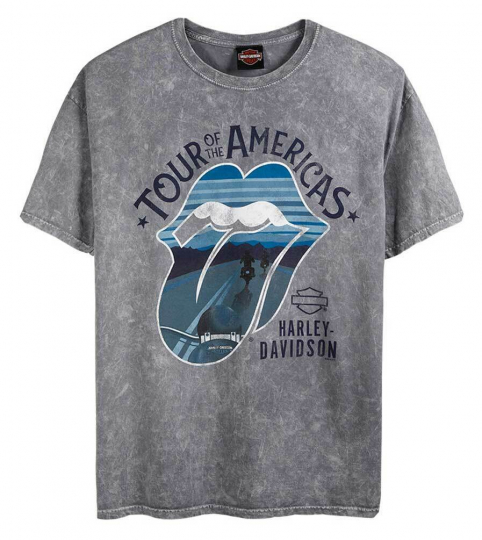 Harley-Davidson Men's Rolling Stones America Tour Short Sleeve Tee, Gray Wash