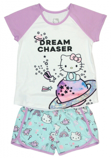 Hello Kitty Girls Pajamas Dream Chaser Shirt And Shorts Sleepwear Set