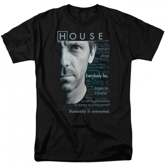 House TV Show Dr. House Houseisms Licensed Tee Shirt Adult Sizes S-3XL